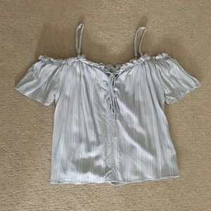 Kendall and Kylie striped cold shoulder top